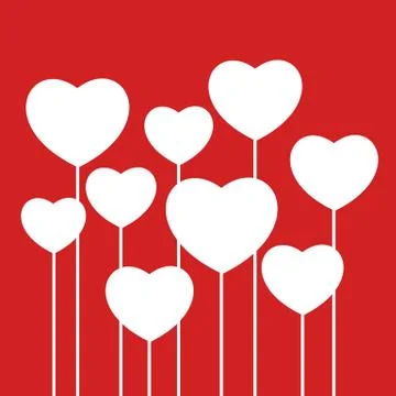 White hearts on red background Stock Illustration