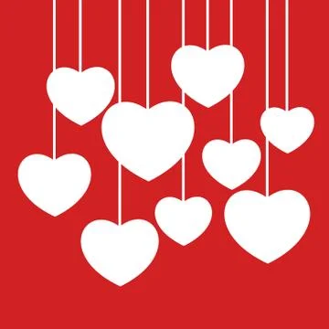 White hearts on red background Stock Illustration