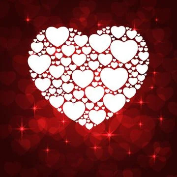 White hearts on red background Stock Illustration