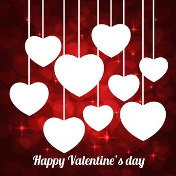 White hearts on red background Stock Illustration