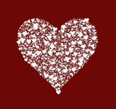 White hearts on red background Stock Illustration
