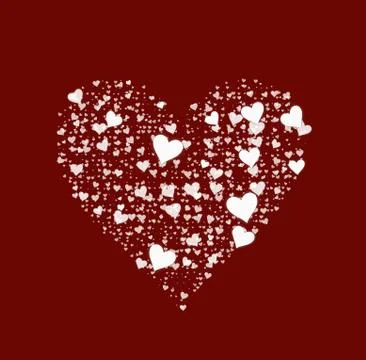 White hearts on red background 스톡 일러스트