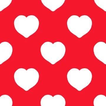 White hearts on red background pattern. Vector illustration Stock Illustration
