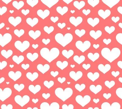 White hearts  seamless pink pattern. Vector illustration. Stock Illustration