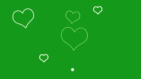 White hearts shapes motion graphics with green screen background Stock Footage 132772791
