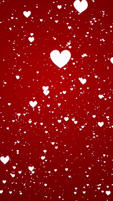 White Hearts Soaring from Camera on Red Background Video stock 267138530