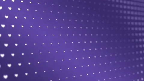 White hearts on violet background are changing size with perspective motion Stock Footage 134649186
