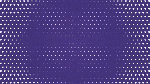 White hearts on violet background are pulsing from center Stock Footage 134649230
