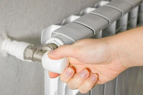 White heating battery in a flat Stock Photos