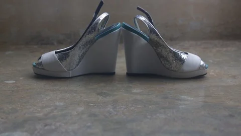 White heels with silver glitter Stock Footage 104775659