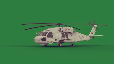 A white helicopter on green screen and illustration scene layers movement Stock Footage 336051394