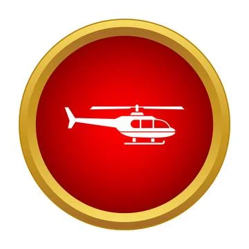 White helicopter icon on red emergency button Stock Illustration