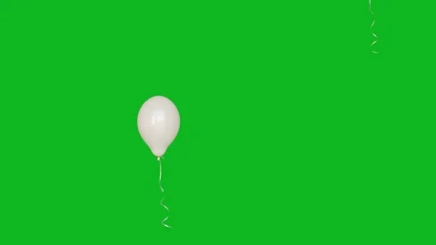 White helium balloons floating slowly upwards on green screen. Stock Footage 343099086