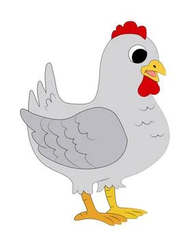 White hen isolated on white background Stock Illustration