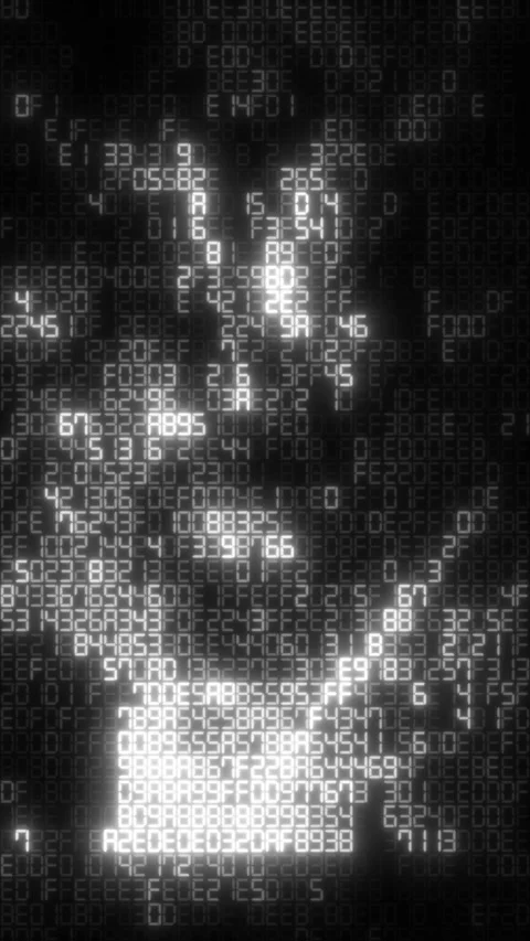 White hexadecimal code scrolling down a screen 動画素材 346400854