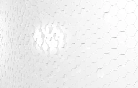 White hexagon 3D background texture. 3d rendering illustration. Futuristic ab Stock Illustration