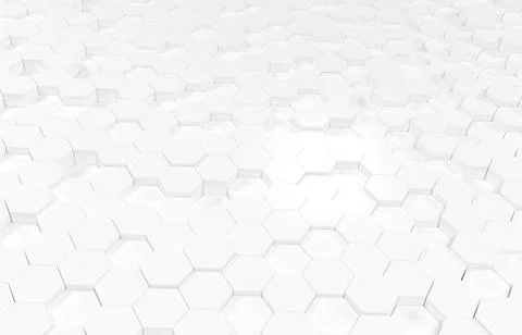 White hexagon 3D background texture. 3d rendering illustration. Futuristic ab Stock Illustration
