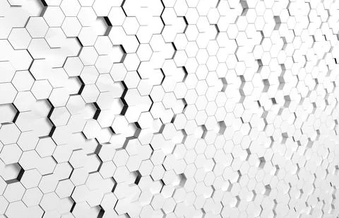 White hexagon 3D background texture. 3d rendering illustration. Futuristic ab Stock Illustration