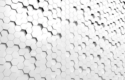 White hexagon 3D background texture. 3d rendering illustration. Futuristic ab Stock Illustration