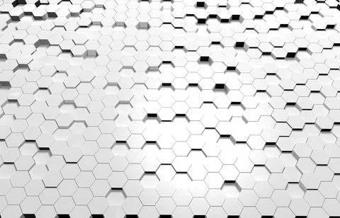 White hexagon 3D background texture. 3d rendering illustration. Futuristic ab Stock Illustration