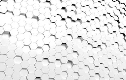 White hexagon 3D background texture. 3d rendering illustration. Futuristic ab Illustrazione stock