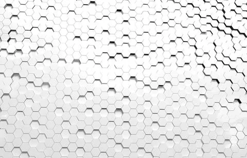 White hexagon 3D background texture. 3d rendering illustration. Futuristic ab Stock Illustration
