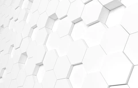 White hexagon 3D background texture. 3d rendering illustration. Futuristic ab Stock Illustration
