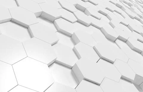 White hexagon 3D background texture. 3d rendering illustration. Futuristic ab Stock Illustration