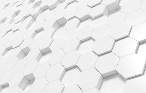 White hexagon 3D background texture. 3d rendering illustration. Futuristic ab Stock Illustration