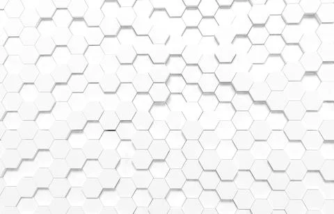 White hexagon 3D background texture. 3d rendering illustration. Futuristic ab Stock Illustration
