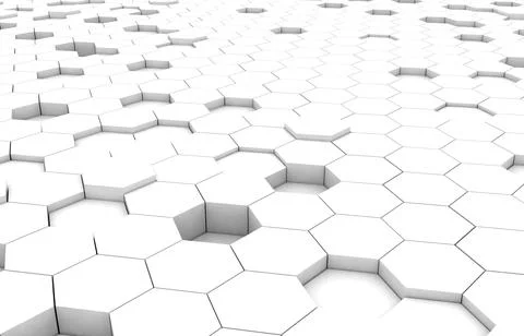 White hexagon 3D background texture. 3d rendering illustration. Futuristic ab Stock Illustration