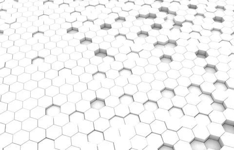 White hexagon 3D background texture. 3d rendering illustration. Futuristic ab Stock Illustration