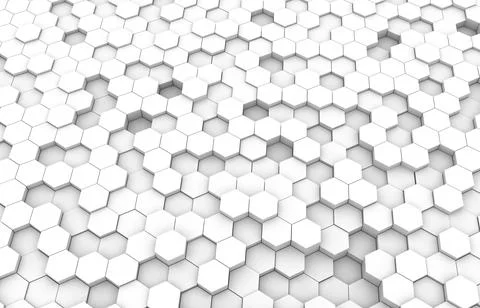 White hexagon 3D background texture. 3d rendering illustration. Futuristic ab Stock Illustration