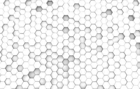 White hexagon 3D background texture. 3d rendering illustration. Futuristic ab Stock Illustration