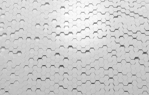 White hexagon 3D background texture. 3d rendering illustration. Futuristic ab Stock Illustration