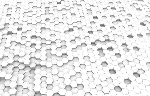 White hexagon 3D background texture. 3d rendering illustration. Futuristic ab Stock Illustration