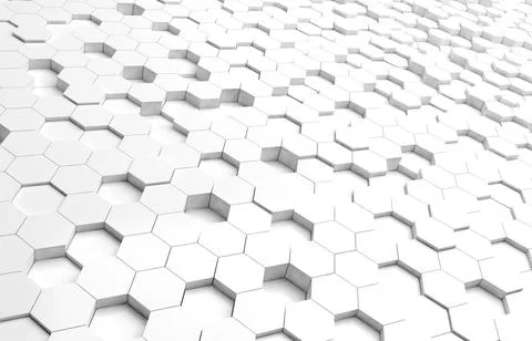 White hexagon 3D background texture. 3d rendering illustration. Futuristic ab Stock Illustration
