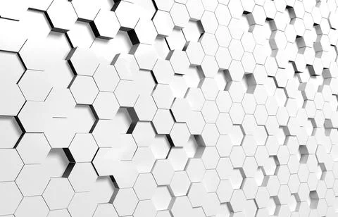 White hexagon 3D background texture. 3d rendering illustration. Futuristic ab Stock Illustration
