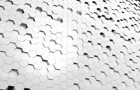 White hexagon 3D background texture. 3d rendering illustration. Futuristic ab Stock Illustration