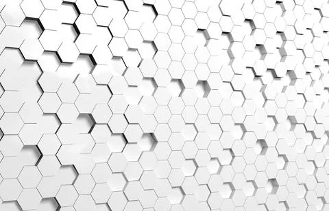 White hexagon 3D background texture. 3d rendering illustration. Futuristic ab Stock Illustration