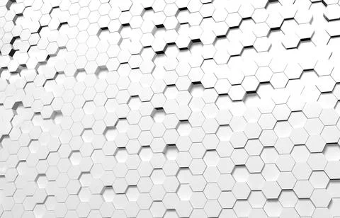White hexagon 3D background texture. 3d rendering illustration. Futuristic ab Stock Illustration