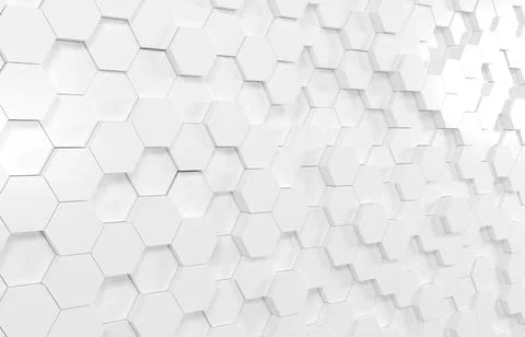White hexagon 3D background texture. 3d rendering illustration. Futuristic ab Stock Illustration
