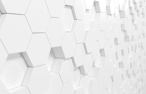 White hexagon 3D background texture. 3d rendering illustration. Futuristic ab Stock Illustration