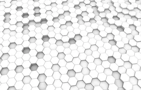 White hexagon 3D background texture. 3d rendering illustration. Futuristic ab Illustrazione stock