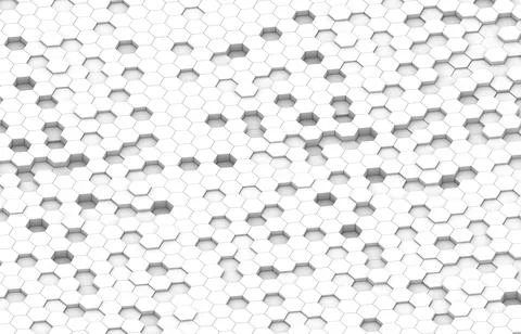 White hexagon 3D background texture. 3d rendering illustration. Futuristic ab Stock Illustration