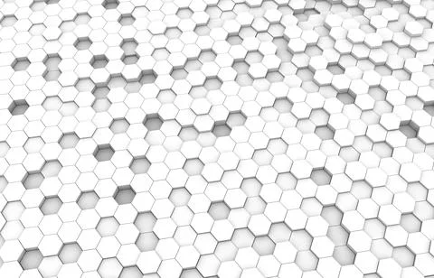 White hexagon 3D background texture. 3d rendering illustration. Futuristic ab Stock Illustration