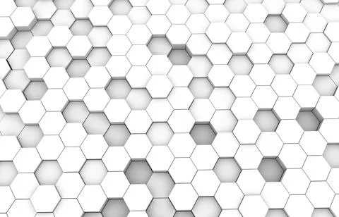 White hexagon 3D background texture. 3d rendering illustration. Futuristic ab Stock Illustration