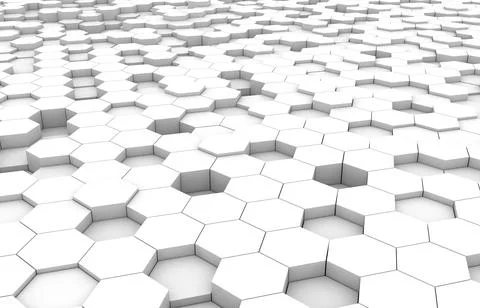 White hexagon 3D background texture. 3d rendering illustration. Futuristic ab Stock Illustration