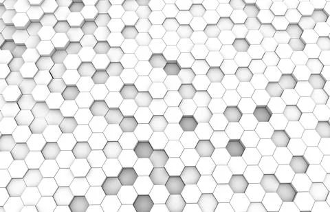 White hexagon 3D background texture. 3d rendering illustration. Futuristic ab Stock Illustration