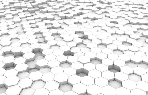 White hexagon 3D background texture. 3d rendering illustration. Futuristic ab Illustrazione stock
